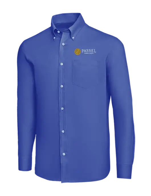 Brooks Brothers Dark Royal Wrinkle-Free Stretch Nailhead Shirt w/Passel Provides Logo