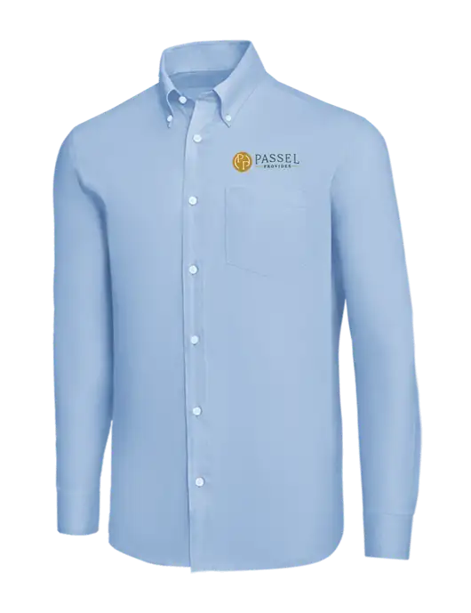Brooks Brothers Light Blue Wrinkle-Free Stretch Nailhead Shirt w/Passel Provides Logo