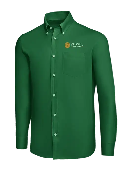 Brooks Brothers Medium Green Wrinkle-Free Stretch Nailhead Shirt w/Passel Provides Logo