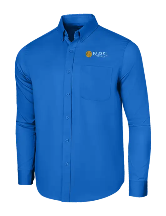 Long Sleeve Royal Blue Superpro React Twill Shirt w/Passel Provides Logo