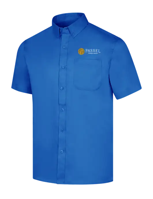 Short Sleeve Royal Blue Superpro React Twill Shirt w/Passel Provides Logo