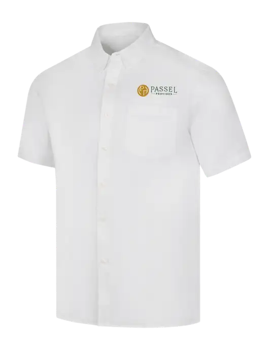 Short Sleeve White Superpro React Twill Shirt w/Passel Provides Logo