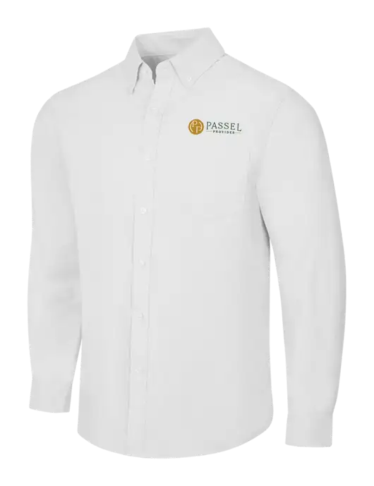 White SuperPro Oxford Shirt w/Passel Provides Logo