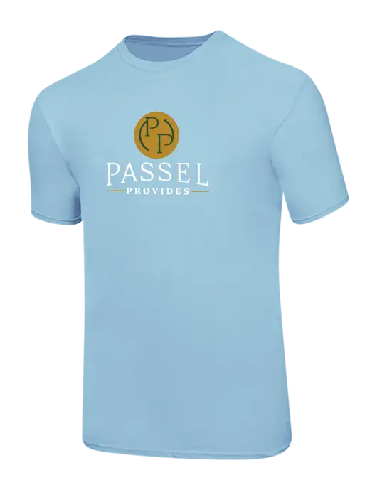 Ring Spun Light Blue 4.5 oz T-Shirt w/Passel Provides Logo