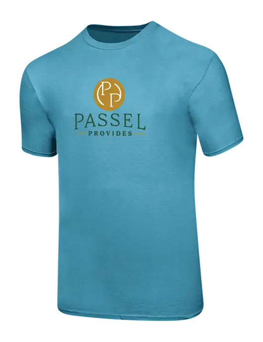 Ring Spun Light Sapphire 4.5 oz T-Shirt w/Passel Provides Logo