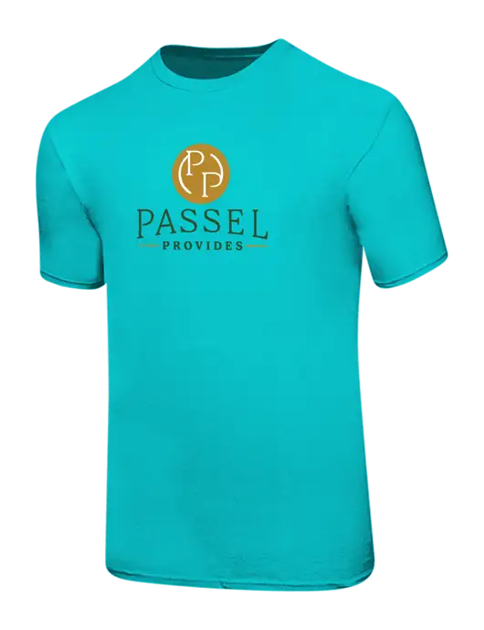 Ring Spun Light Teal 4.5 oz T-Shirt w/Passel Provides Logo