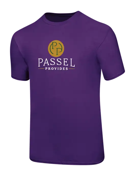 Ring Spun Purple 4.5 oz T-Shirt w/Passel Provides Logo