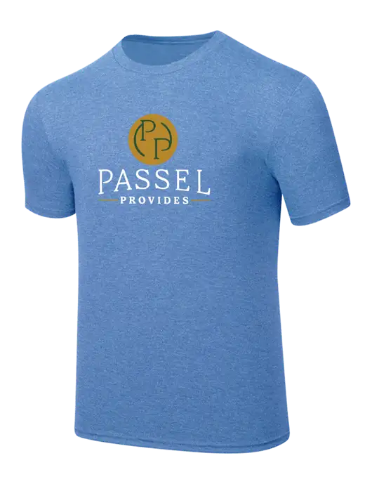 Simply Soft Carolina Blue Frost 4.5oz  Poly/Combed Ring Spun Cotton T-Shirt w/Passel Provides Logo