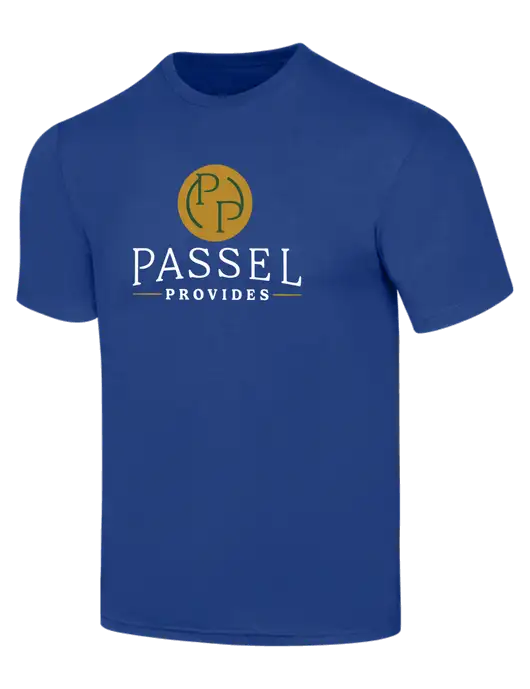Simply Soft Dark Royal 4.5oz  Poly/Combed Ring Spun Cotton T-Shirt w/Passel Provides Logo