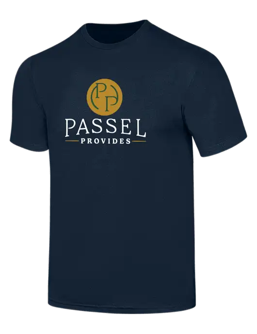 Simply Soft Navy 4.5oz  Poly/Combed Ring Spun Cotton T-Shirt w/Passel Provides Logo