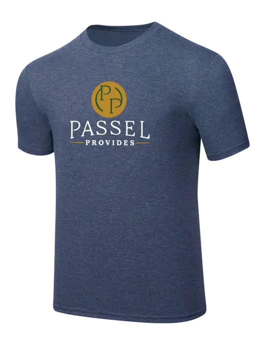 Simply Soft Navy Frost 4.5oz  Poly/Combed Ring Spun Cotton T-Shirt w/Passel Provides Logo