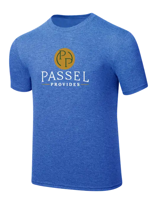 Simply Soft Royal Frost 4.5oz  Poly/Combed Ring Spun Cotton T-Shirt w/Passel Provides Logo
