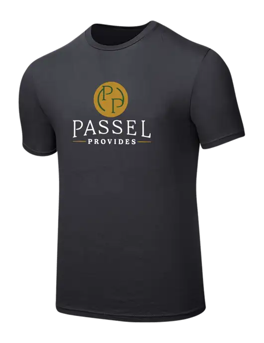 Seriously Soft Charcoal T-Shirt w/Passel Provides Logo