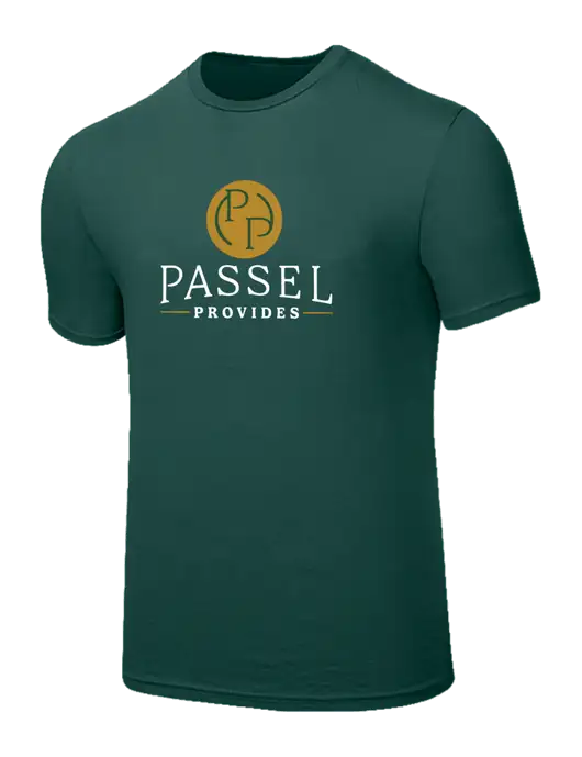 Seriously Soft Dark Green T-Shirt w/Passel Provides Logo