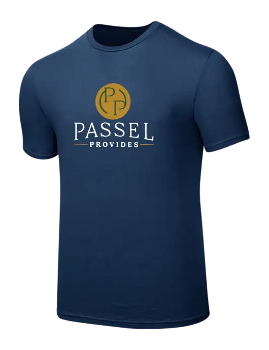 Seriously Soft Deep Slate Blue T-Shirt w/Passel Provides Logo