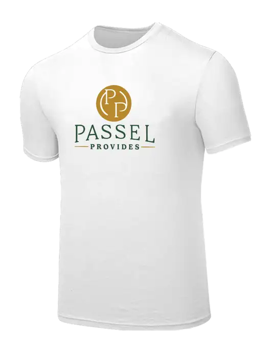 Seriously Soft White T-Shirt w/Passel Provides Logo