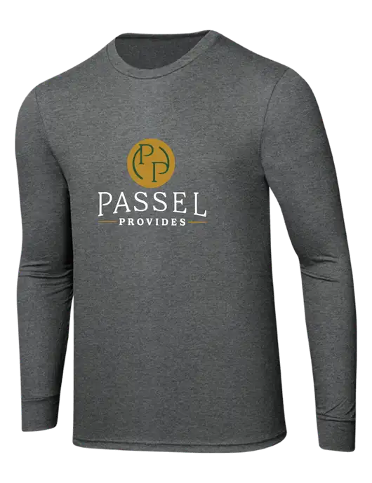 Simply Soft Long Sleeve Medium Grey Frost 4.5 oz, Poly/Combed Ring Spun Cotton T-Shirt w/Passel Provides Logo