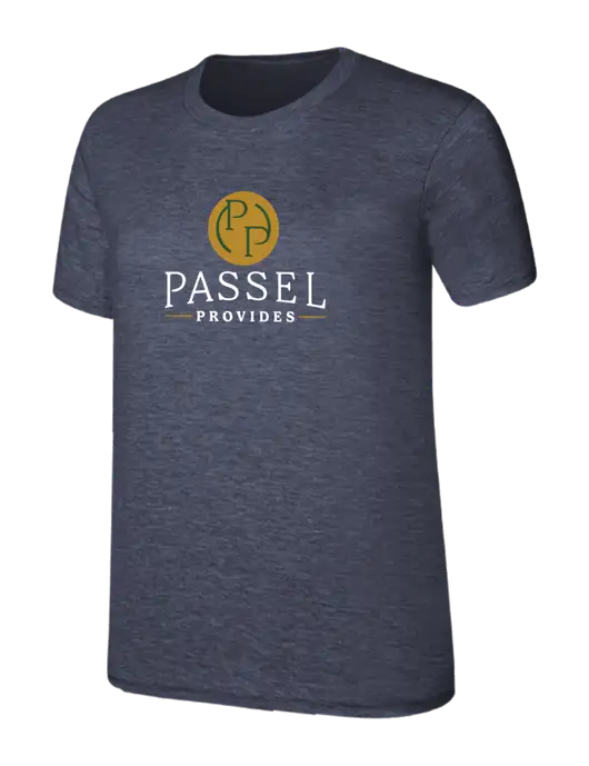 Womens Ring Spun Heather Navy 4.5 oz T-Shirt w/Passel Provides Logo
