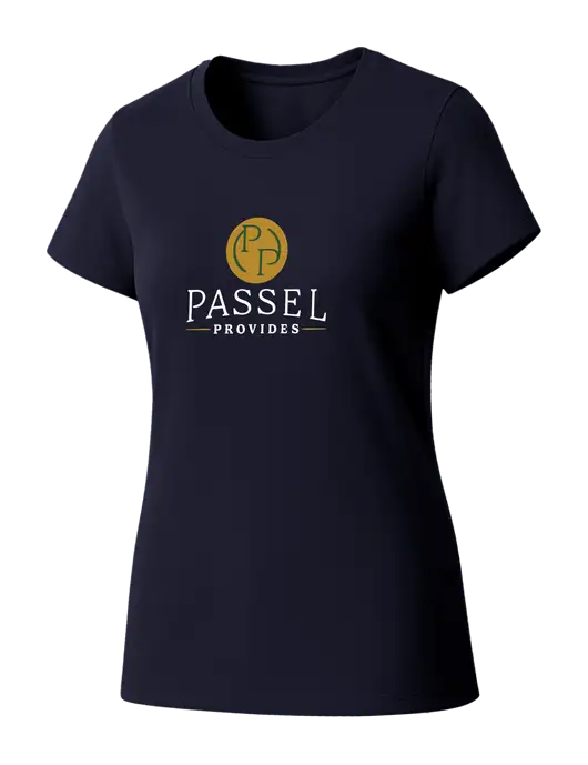 Womens Seriously Soft New Navy T-Shirt w/Passel Provides Logo