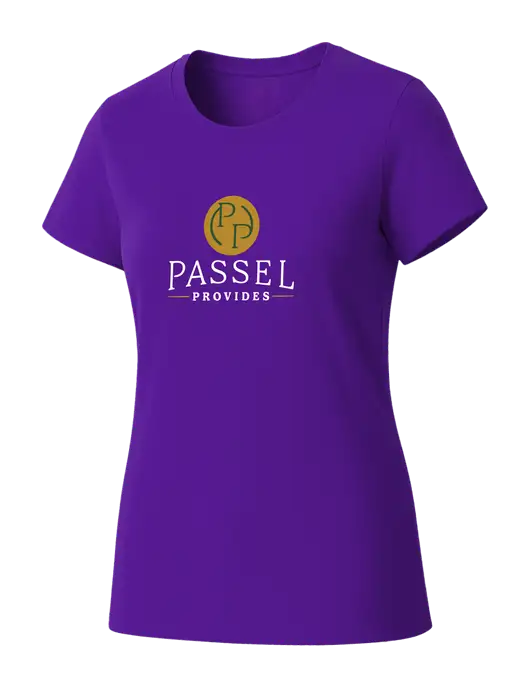 Womens Seriously Soft Purple T-Shirt w/Passel Provides Logo