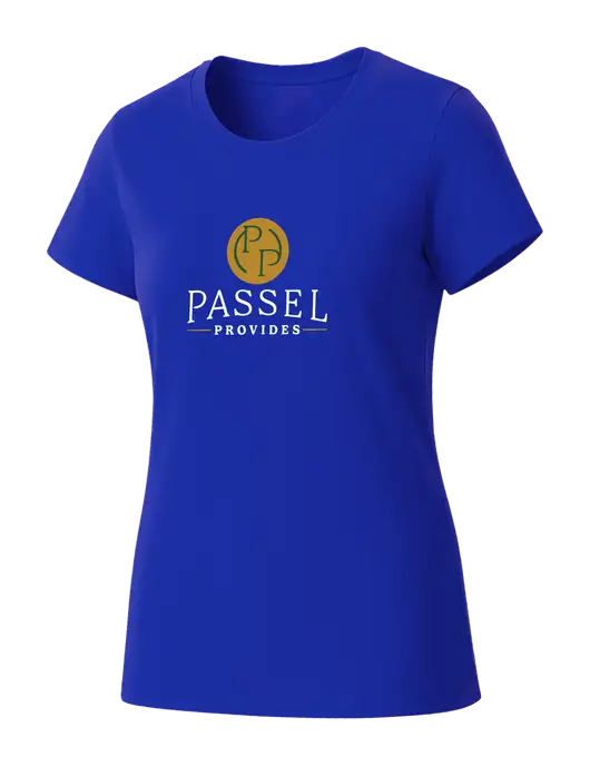 Womens Seriously Soft Royal T-Shirt w/Passel Provides Logo