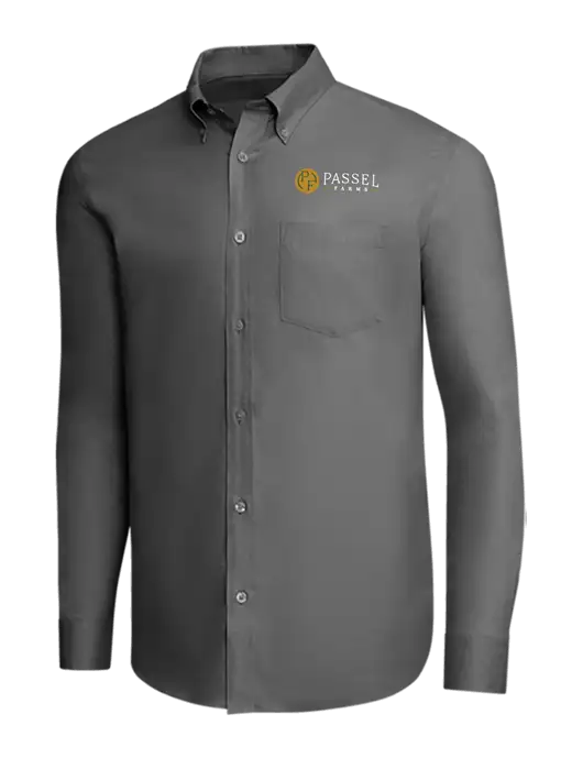Brooks Brothers Dark Grey Wrinkle-Free Stretch Pinpoint Shirt w/Passel Farms Logo