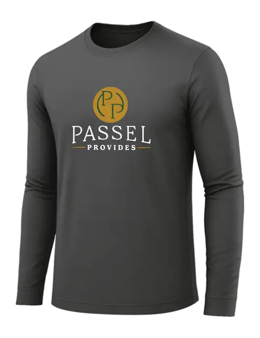 Long Sleeve Dark Grey PosiCharge Competitor Tee w/Passel Provides Logo