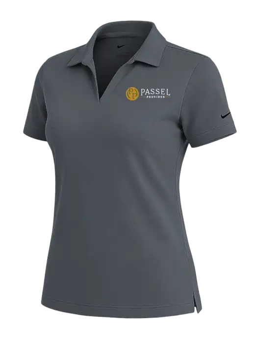 NIKE Dark Grey Womens Dri-Fit Micro Pique Polo w/Passel Provides Logo