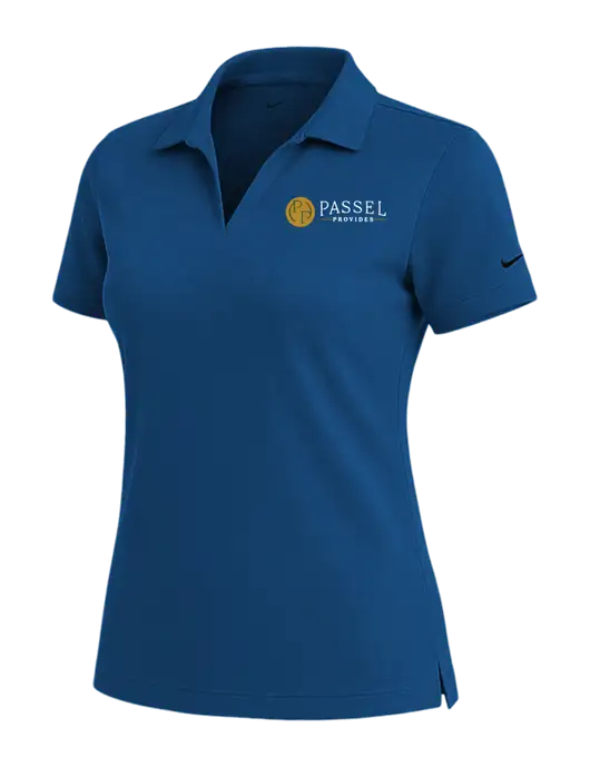 NIKE Dark Royal Womens Dri-Fit Micro Pique Polo w/Passel Provides Logo