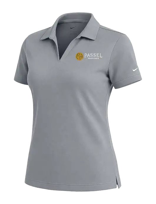 NIKE Medium Grey Womens Dri-Fit Micro Pique Polo w/Passel Provides Logo