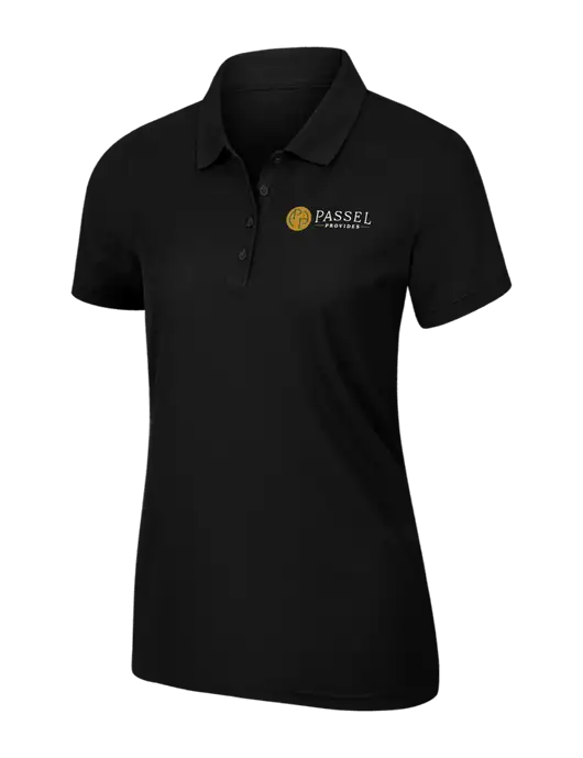 Womens Black Core Classic Pique Polo w/Passel Provides Logo