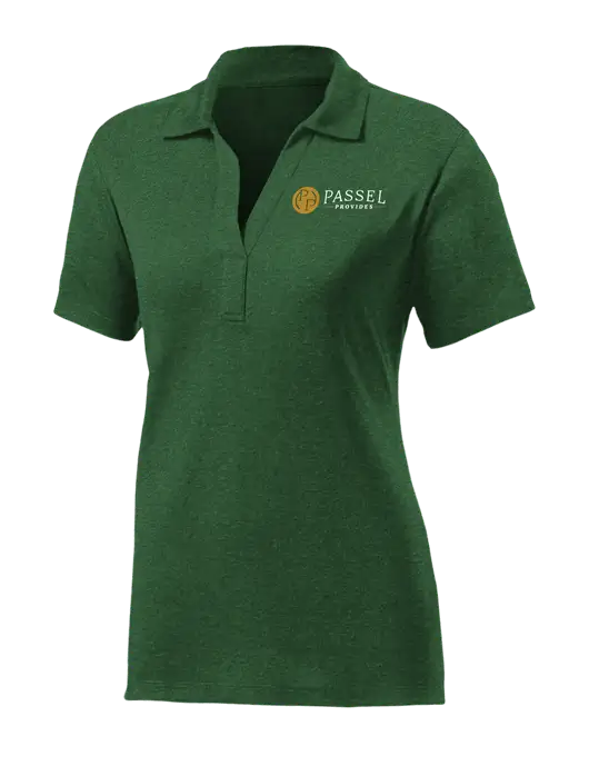 Womens Dark Green Heather Contender Polo w/Passel Provides Logo