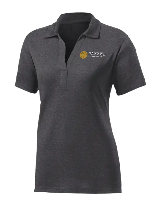 Womens Dark Grey Heather Contender Polo w/Passel Provides Logo