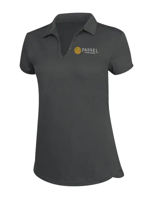 Womens Charcoal Trace Heather Polo w/Passel Provides Logo