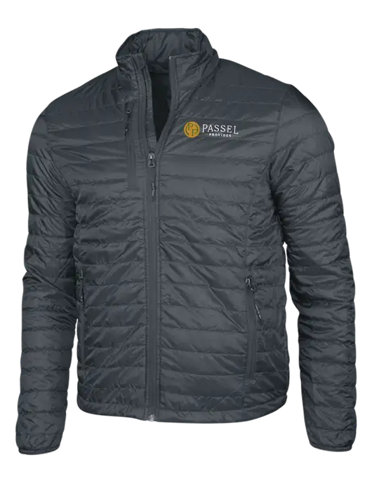 Dark Grey Puffy Packable Jacket w/Passel Provides Logo