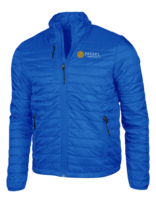 Dark Royal Blue Puffy Packable Jacket w/Passel Provides Logo