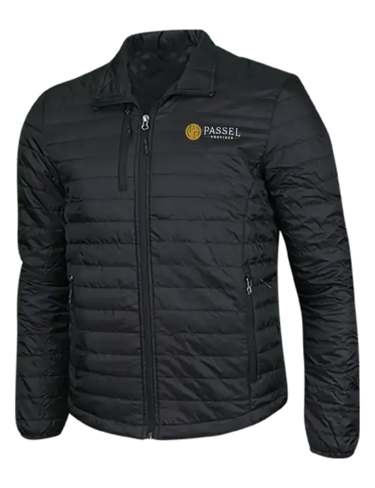 Deep Black Puffy Packable Jacket w/Passel Provides Logo