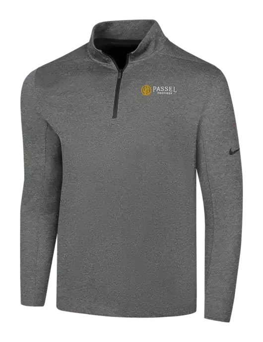 NIKE Dark Grey Heather Dry 1/2 Zip Cover-Up w/Passel Provides Logo