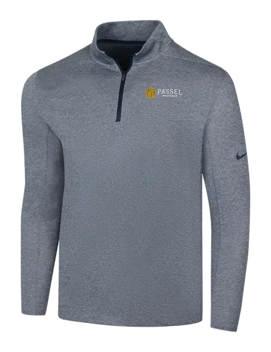 NIKE Navy Heather Dry 1/2 Zip Cover-Up w/Passel Provides Logo