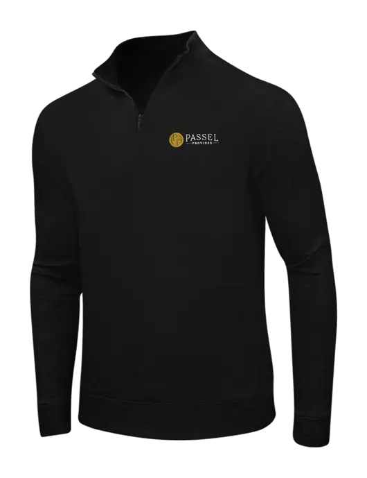Deep Black/Charcoal Heather Interlock 1/4 Zip w/Passel Provides Logo