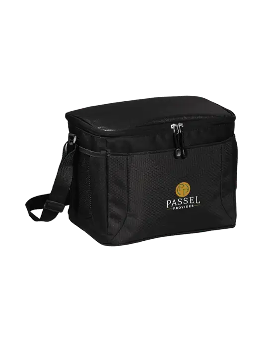 12 Can Black/Black Cube Cooler  w/Passel Provides Logo