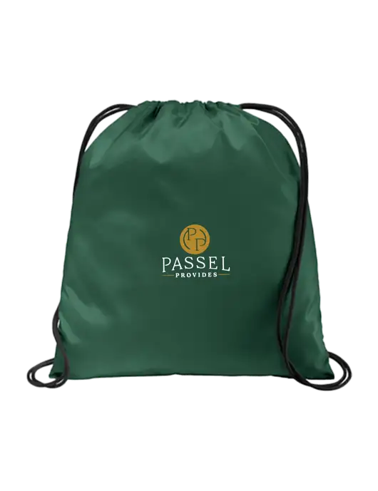 Drawstring Dark Green Cinch Pack w/Passel Provides Logo