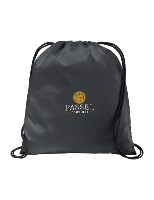 Drawstring  Graphite Grey Cinch Pack w/Passel Provides Logo