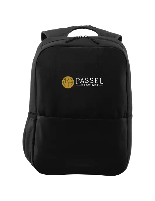 Access Square Laptop Black Backpack w/Passel Provides Logo