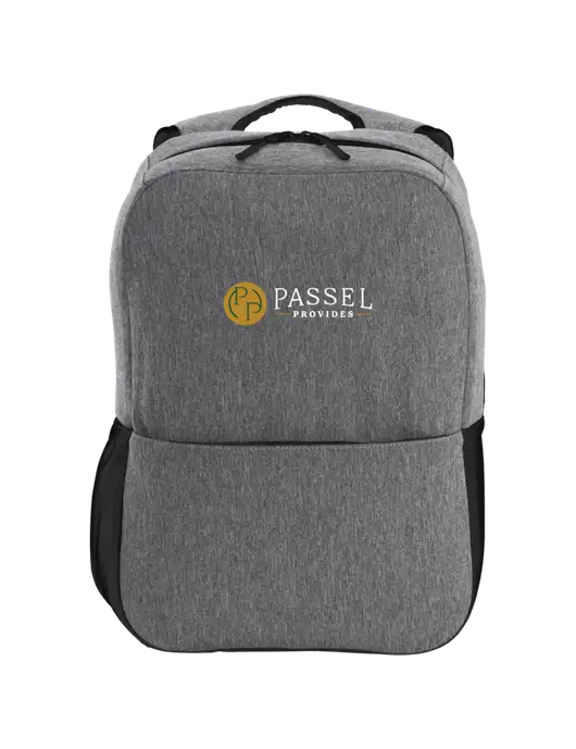 Access Square Laptop Graphite Heather/Black Backpack w/Passel Provides Logo