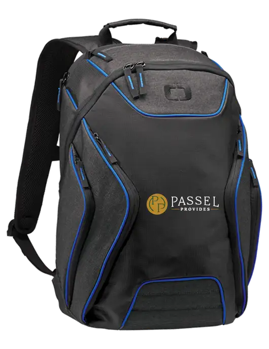 OGIO Royal Blue/Heather Grey Hatch Laptop Backpack
 w/Passel Provides Logo