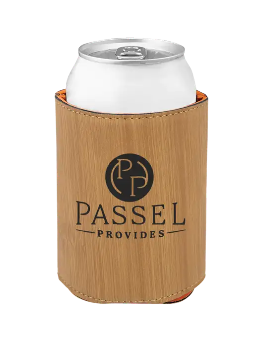Bamboo Leatherette Beverage Holder w/Passel Provides Logo
