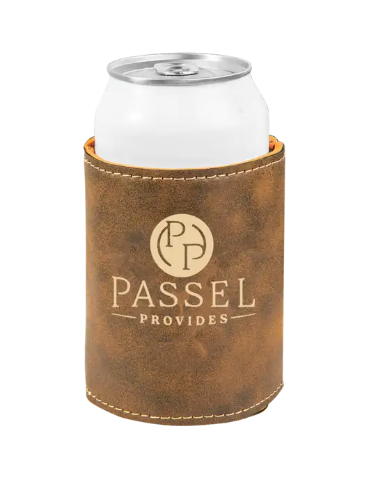 Rustic Leatherette Beverage Holder w/Passel Provides Logo