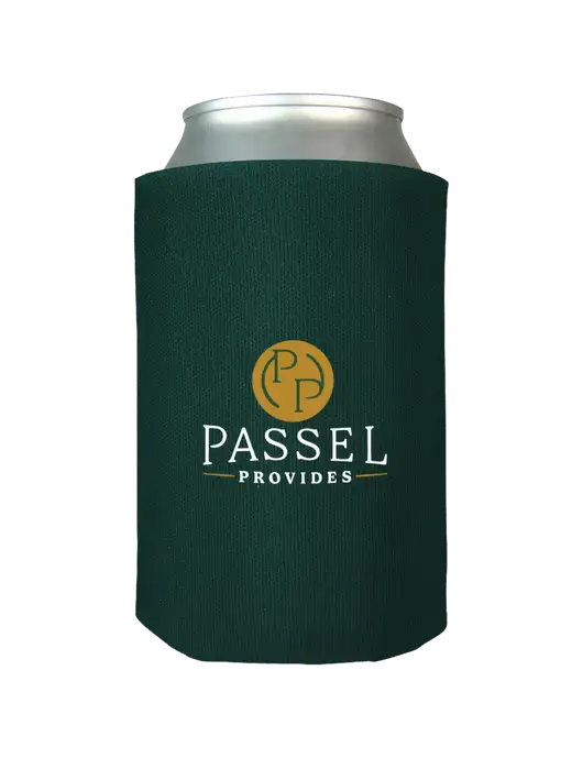 Dark Green Foam Coolie w/Passel Provides Logo
