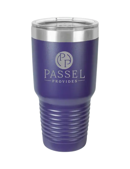 Polar Camel 30 oz Powder Coated Purple Vacuum Insulated Tumbler w/Passel Provides Logo